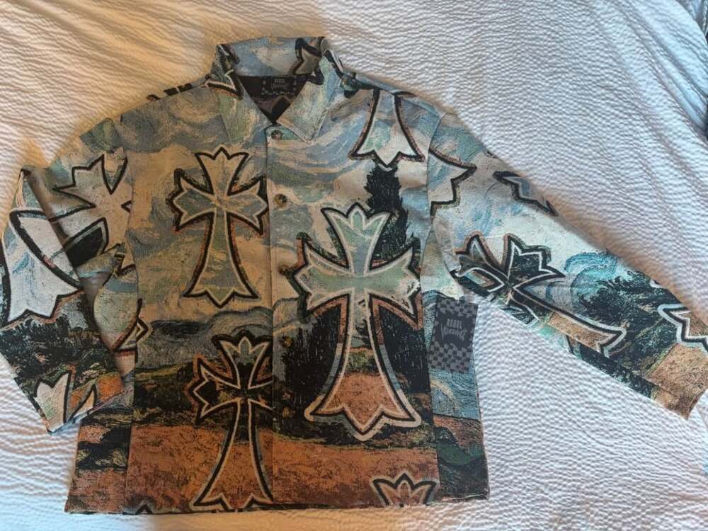 Rebel Vengeance Tapestry Cross Jacket Size M - Picture 1 of 7